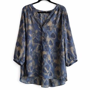 NYDJ Printed Long Sleeve Blouse / Tunic – Plus Size 2X